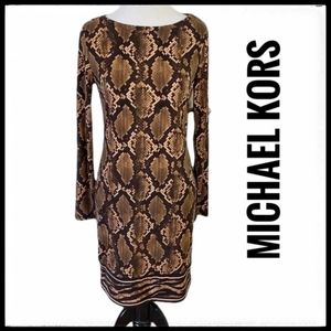 MICHAEL KORS SNAKE PRINT BODYCON DRESS SIZE XSMALL